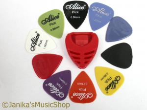 RED PICK HOLDER +10 ASSORTED PLECTRUMS